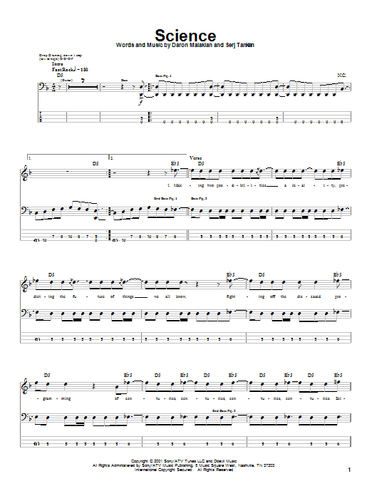 System Of A Down Science Sheet Music Notes & Chords for Drums Transcription - Download or Print PDF
