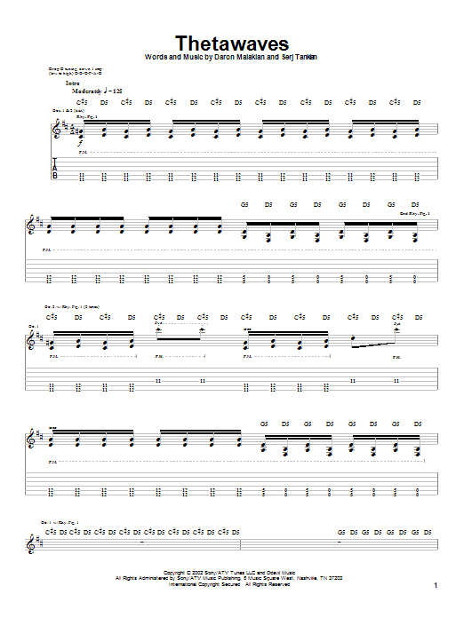 System Of A Down Thetawaves Sheet Music Notes & Chords for Guitar Tab - Download or Print PDF System Of A Down Thetawaves Sheet Music Notes & Chords for Guitar Tab - Download or Print PDF