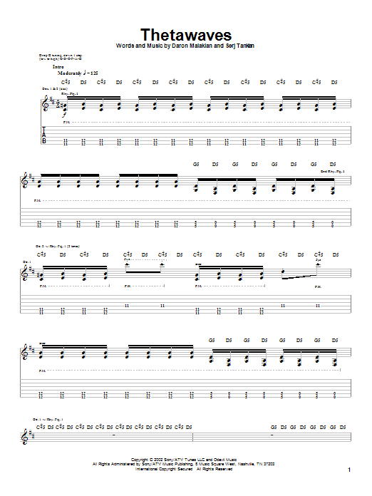 System Of A Down Thetawaves Sheet Music Notes & Chords for Guitar Tab - Download or Print PDF
