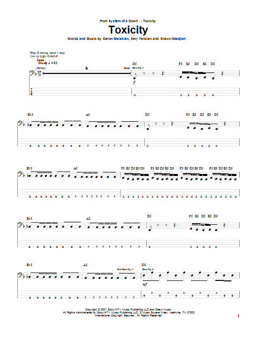 System Of A Down Toxicity Sheet Music Notes & Chords for Guitar Tab - Download or Print PDF