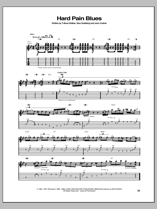 T-Bone Walker Hard Pain Blues Sheet Music Notes & Chords for Guitar Tab - Download or Print PDF