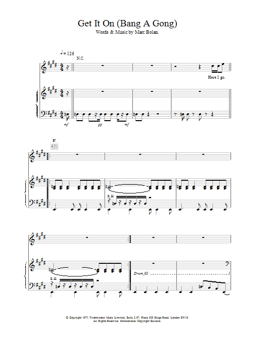 T. Rex Bang A Gong (Get It On) Sheet Music Notes & Chords for Flute Duet - Download or Print PDF