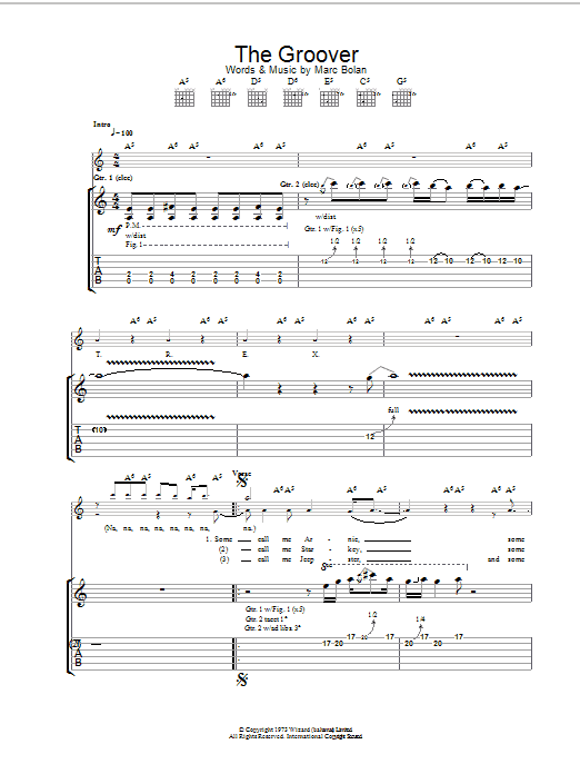 T Rex The Groover Sheet Music Notes & Chords for Guitar Tab - Download or Print PDF T Rex The Groover Sheet Music Notes & Chords for Guitar Tab - Download or Print PDF