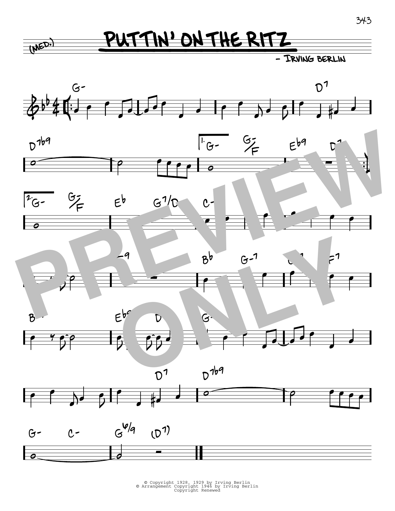 Taco Puttin' On The Ritz Sheet Music Notes & Chords for Real Book – Melody & Chords - Download or Print PDF