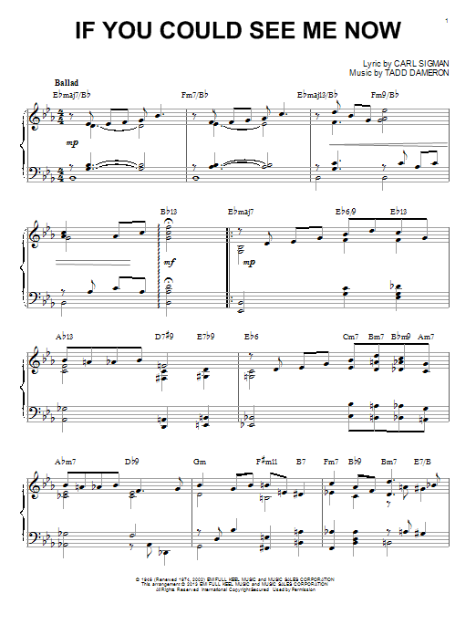 Tadd Dameron If You Could See Me Now [Jazz version] (arr. Brent Edstrom) Sheet Music Notes & Chords for Piano - Download or Print PDF