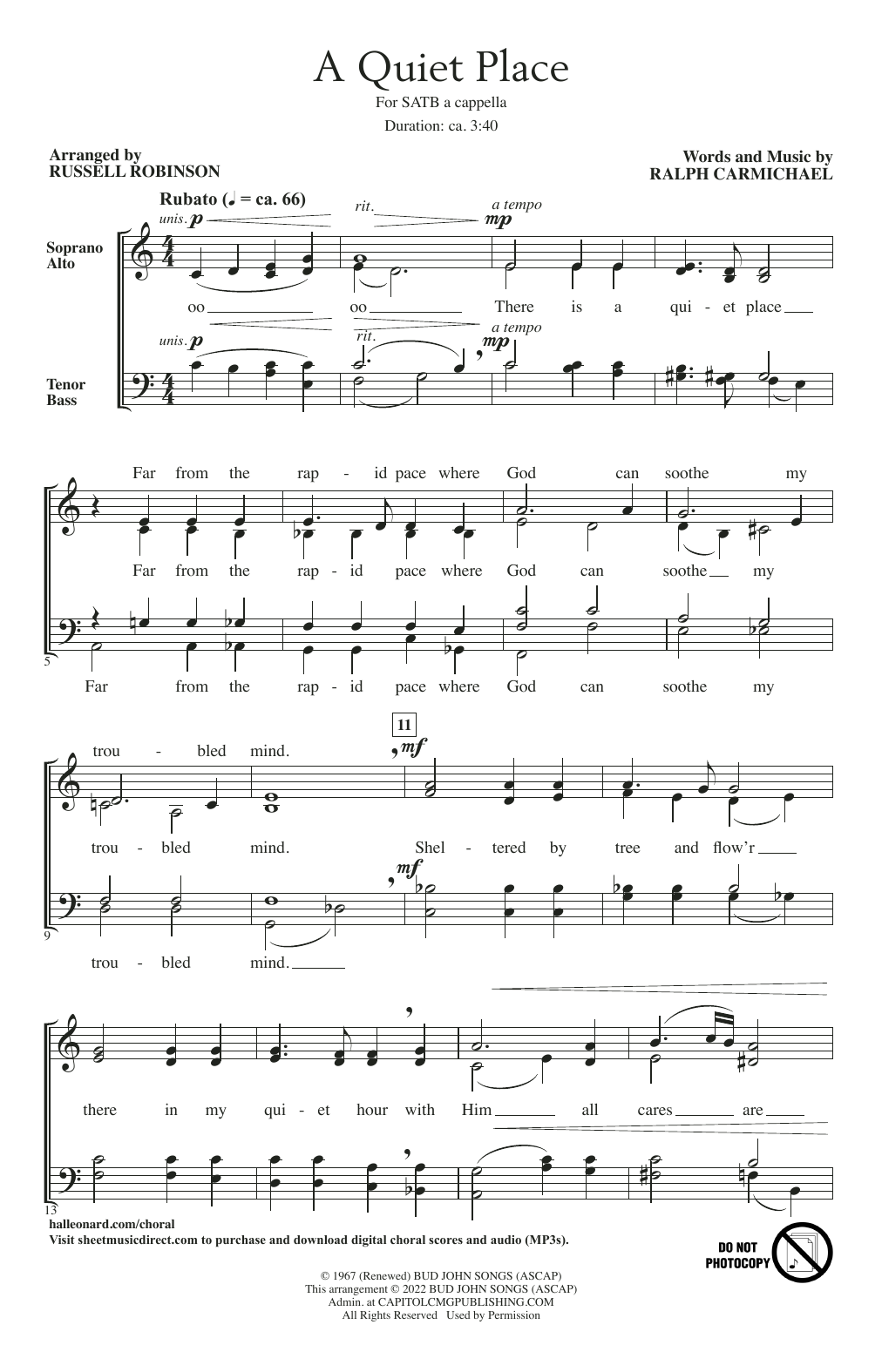 Take 6 A Quiet Place (arr. Russell Robinson) Sheet Music Notes & Chords for SATB Choir - Download or Print PDF