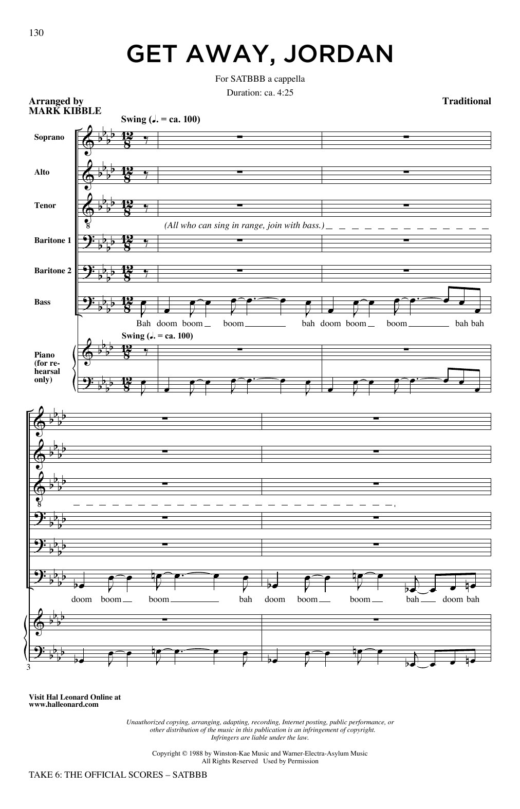 Take 6 Get Away Jordan Sheet Music Notes & Chords for SATB Choir - Download or Print PDF