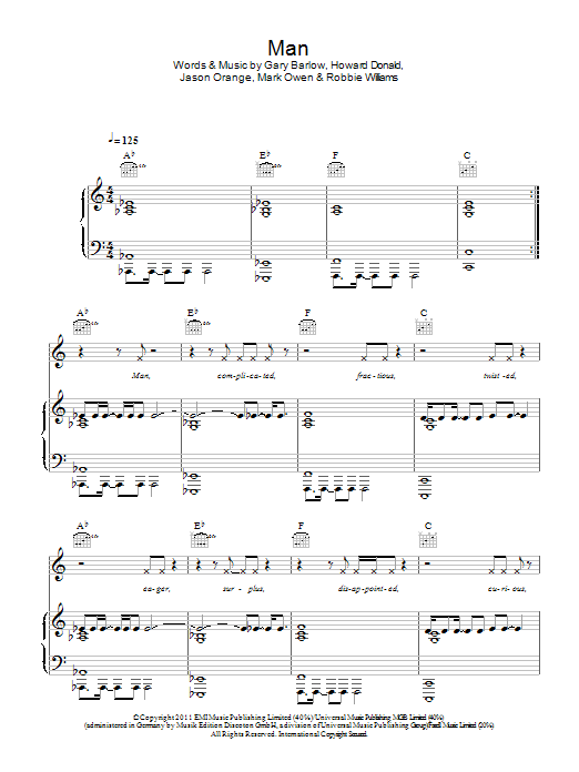 Take That Man Sheet Music Notes & Chords for Piano, Vocal & Guitar (Right-Hand Melody) - Download or Print PDF