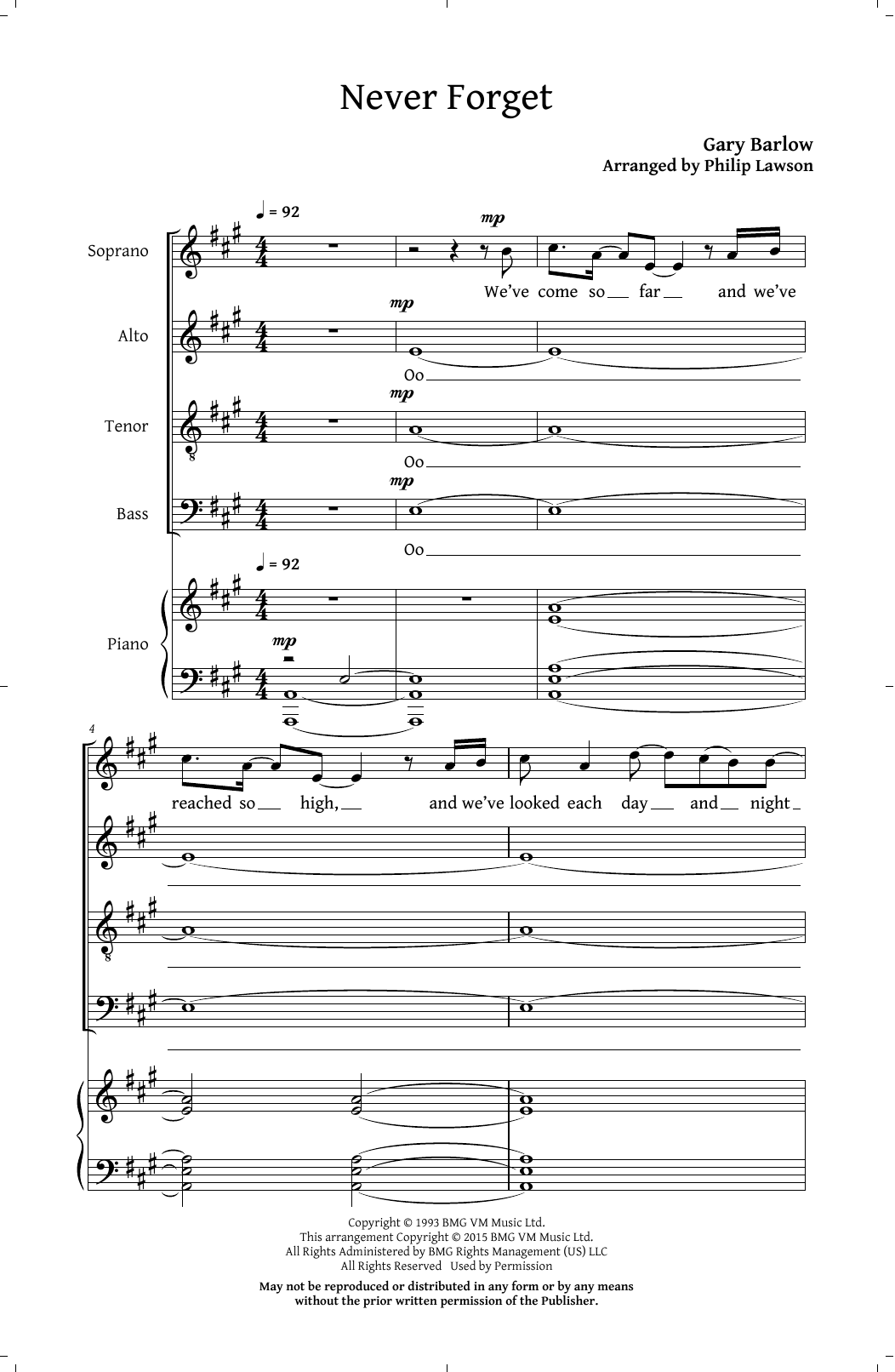 Take That Never Forget (arr. Philip Lawson) Sheet Music Notes & Chords for SATB - Download or Print PDF
