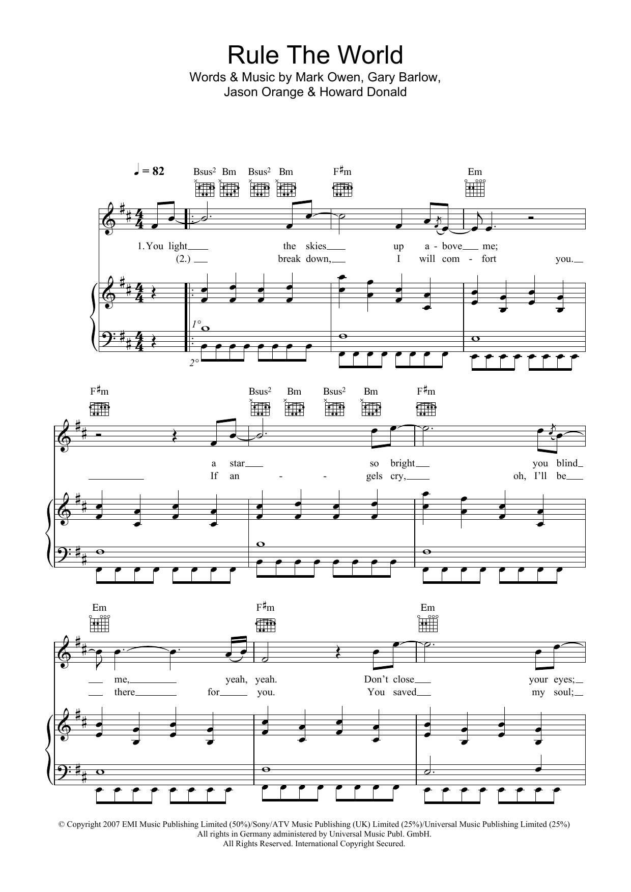 Take That Rule The World (from Stardust) Sheet Music Notes & Chords for Violin - Download or Print PDF