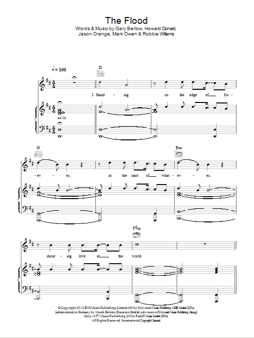 Take That The Flood Sheet Music Notes & Chords for Violin - Download or Print PDF