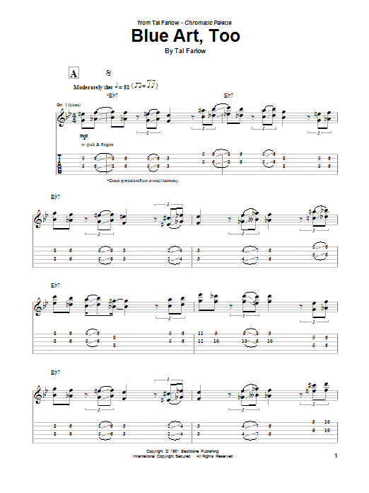 Tal Farlow Blue Art, Too Sheet Music Notes & Chords for Guitar Tab - Download or Print PDF