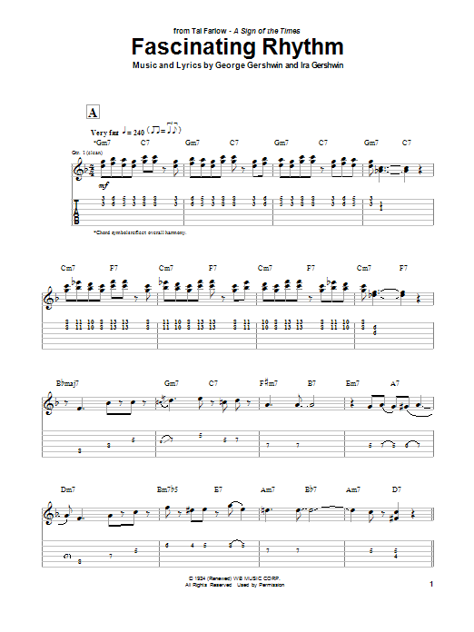 Tal Farlow Fascinating Rhythm Sheet Music Notes & Chords for Guitar Tab - Download or Print PDF