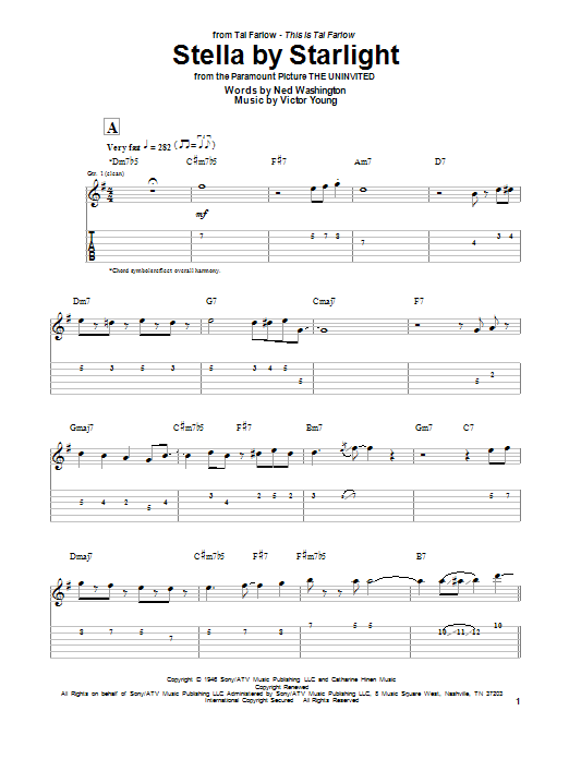 Tal Farlow Stella By Starlight Sheet Music Notes & Chords for Guitar Tab - Download or Print PDF