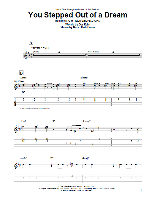 Tal Farlow You Stepped Out Of A Dream Sheet Music Notes & Chords for Guitar Tab - Download or Print PDF