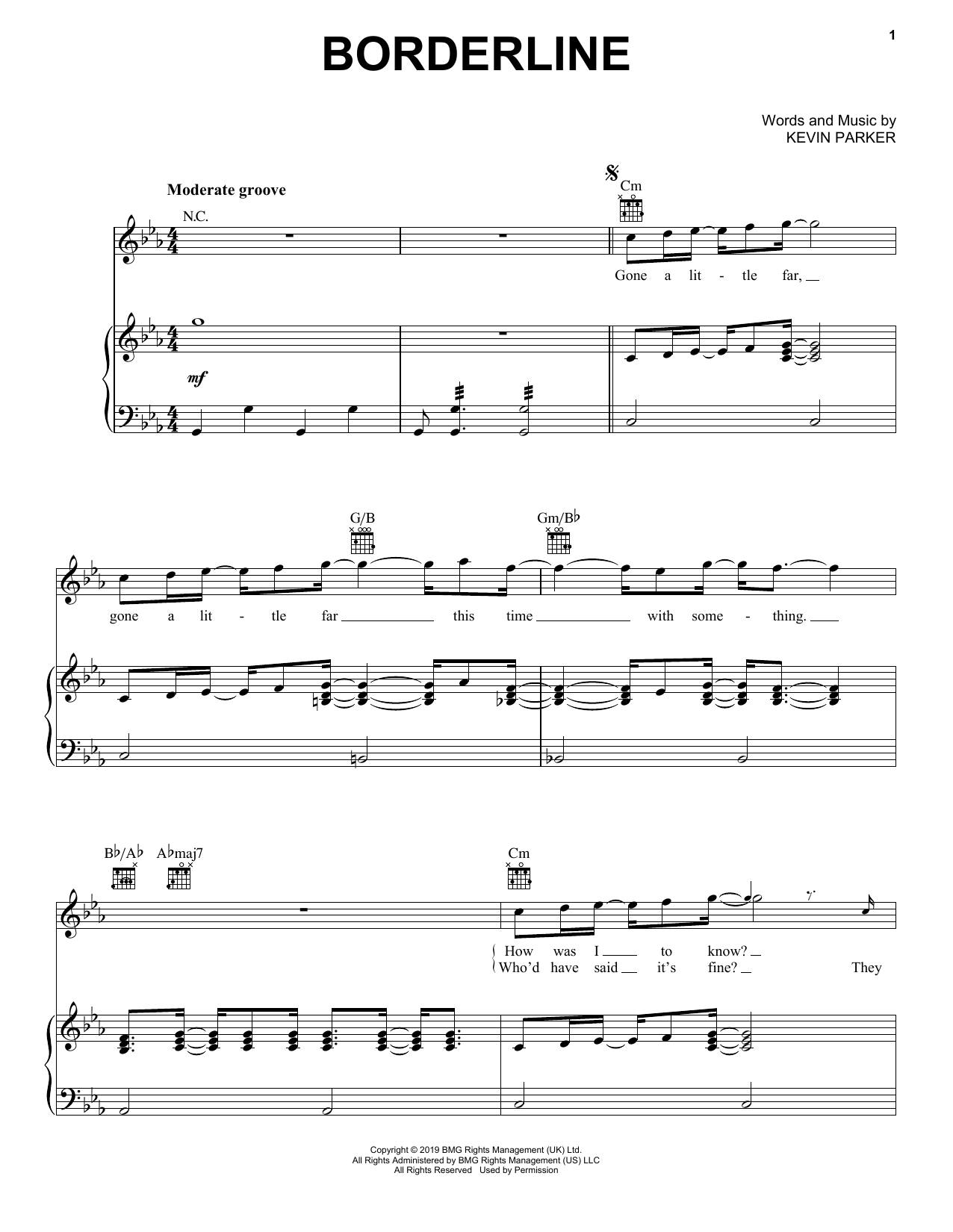 Tame Impala Borderline Sheet Music Notes & Chords for Piano, Vocal & Guitar (Right-Hand Melody) - Download or Print PDF