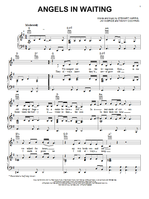 Tammy Cochran Angels In Waiting Sheet Music Notes & Chords for Piano, Vocal & Guitar (Right-Hand Melody) - Download or Print PDF