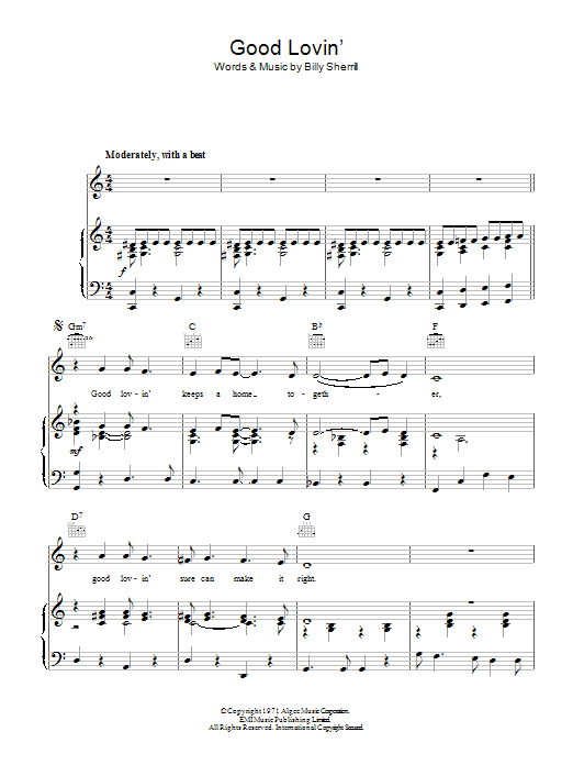 Tammy Wynette Good Lovin' (Makes It Right) Sheet Music Notes & Chords for Piano, Vocal & Guitar (Right-Hand Melody) - Download or Print PDF