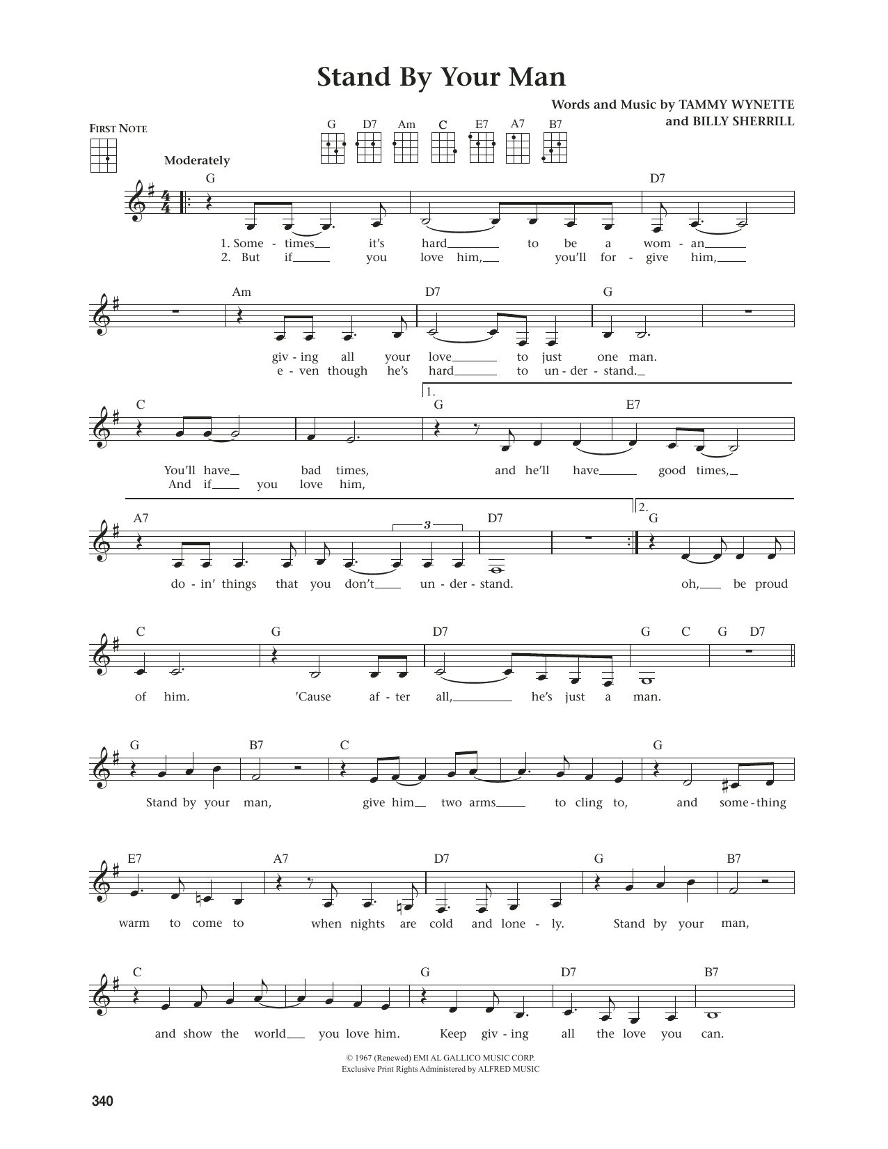 Tammy Wynette Stand By Your Man (from The Daily Ukulele) (arr. Jim Beloff) Sheet Music Notes & Chords for Ukulele - Download or Print PDF