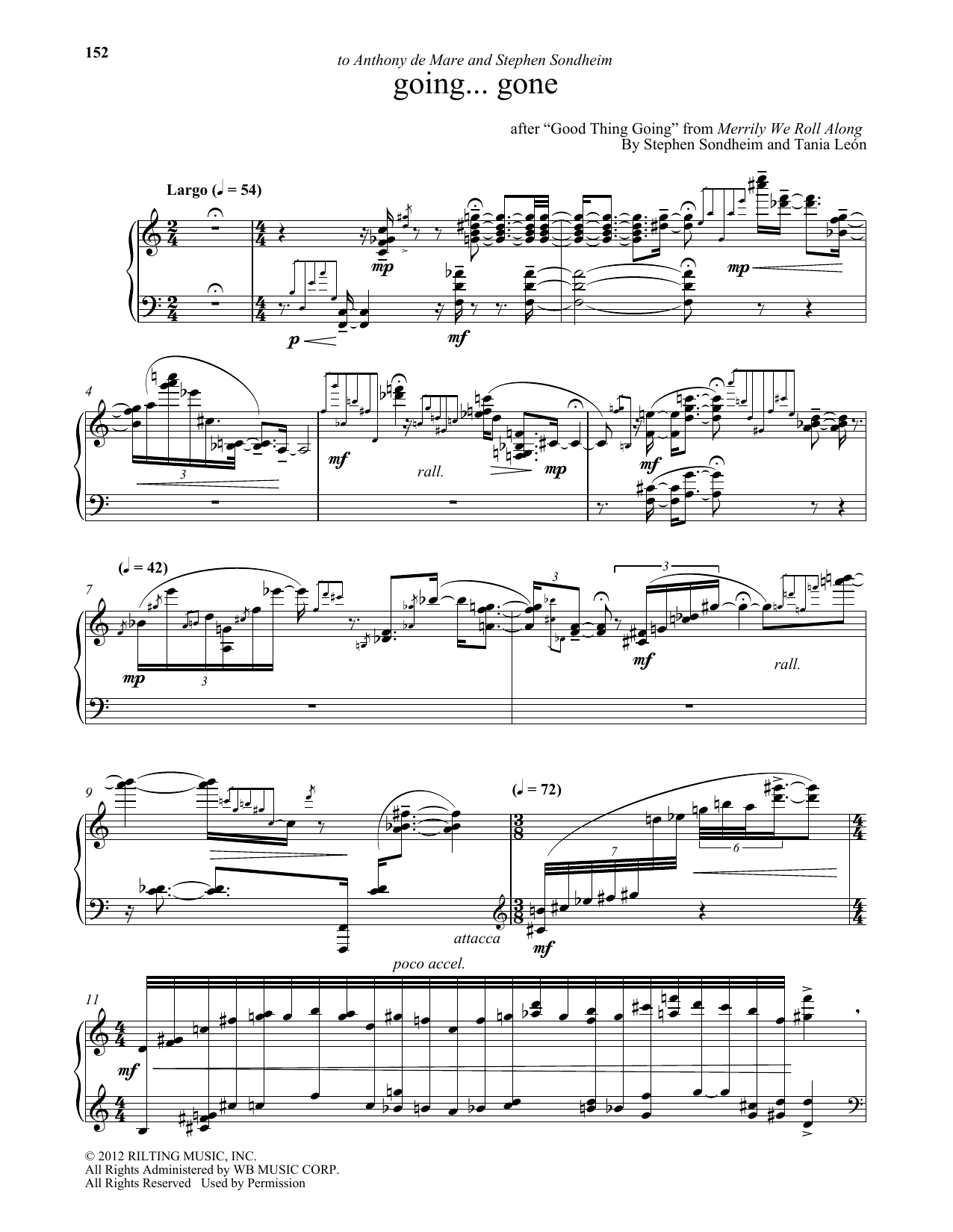 Tania Leon Going...Gone Sheet Music Notes & Chords for Piano - Download or Print PDF