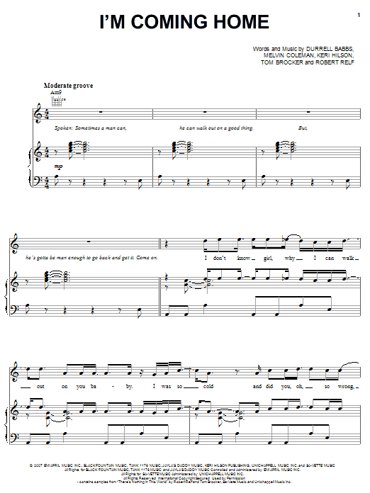 Tank I'm Coming Home Sheet Music Notes & Chords for Piano, Vocal & Guitar (Right-Hand Melody) - Download or Print PDF