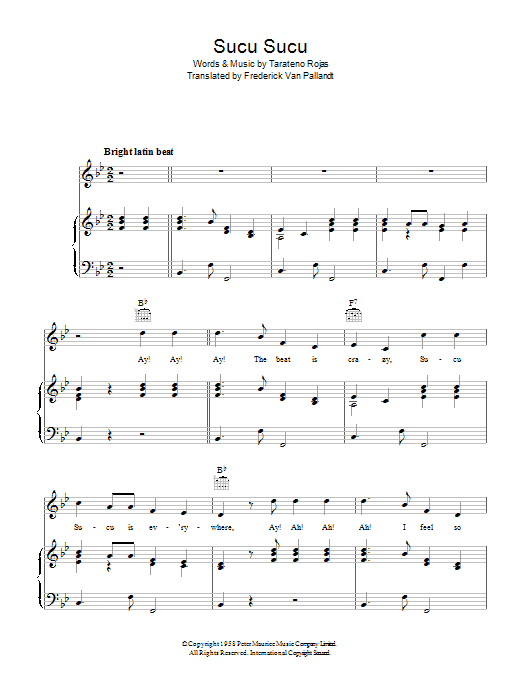 Tarateno Rojas Sucu Sucu Sheet Music Notes & Chords for Piano, Vocal & Guitar (Right-Hand Melody) - Download or Print PDF