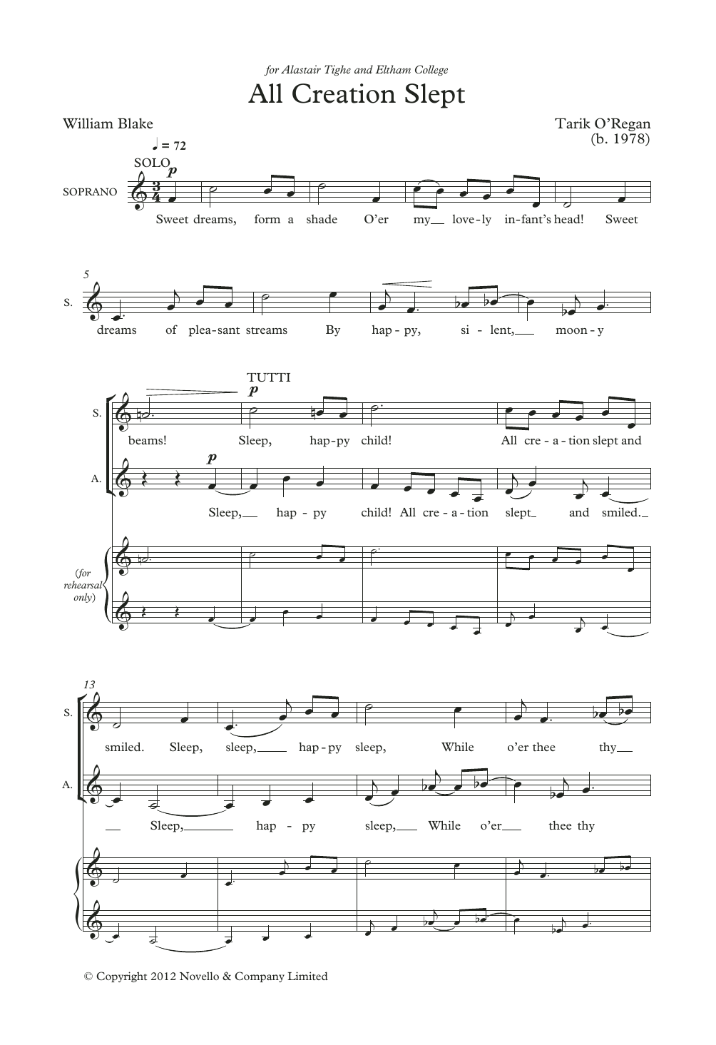 Tarik O'Regan All Creation Slept Sheet Music Notes & Chords for SATB Choir - Download or Print PDF