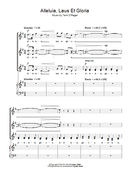 Tarik O'Regan Alleluia, Laus Et Gloria Sheet Music Notes & Chords for SSA Choir - Download or Print PDF