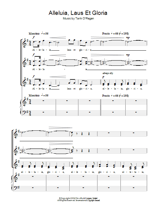 Tarik O'Regan Alleluia, Laus Et Gloria Sheet Music Notes & Chords for SATB Choir - Download or Print PDF