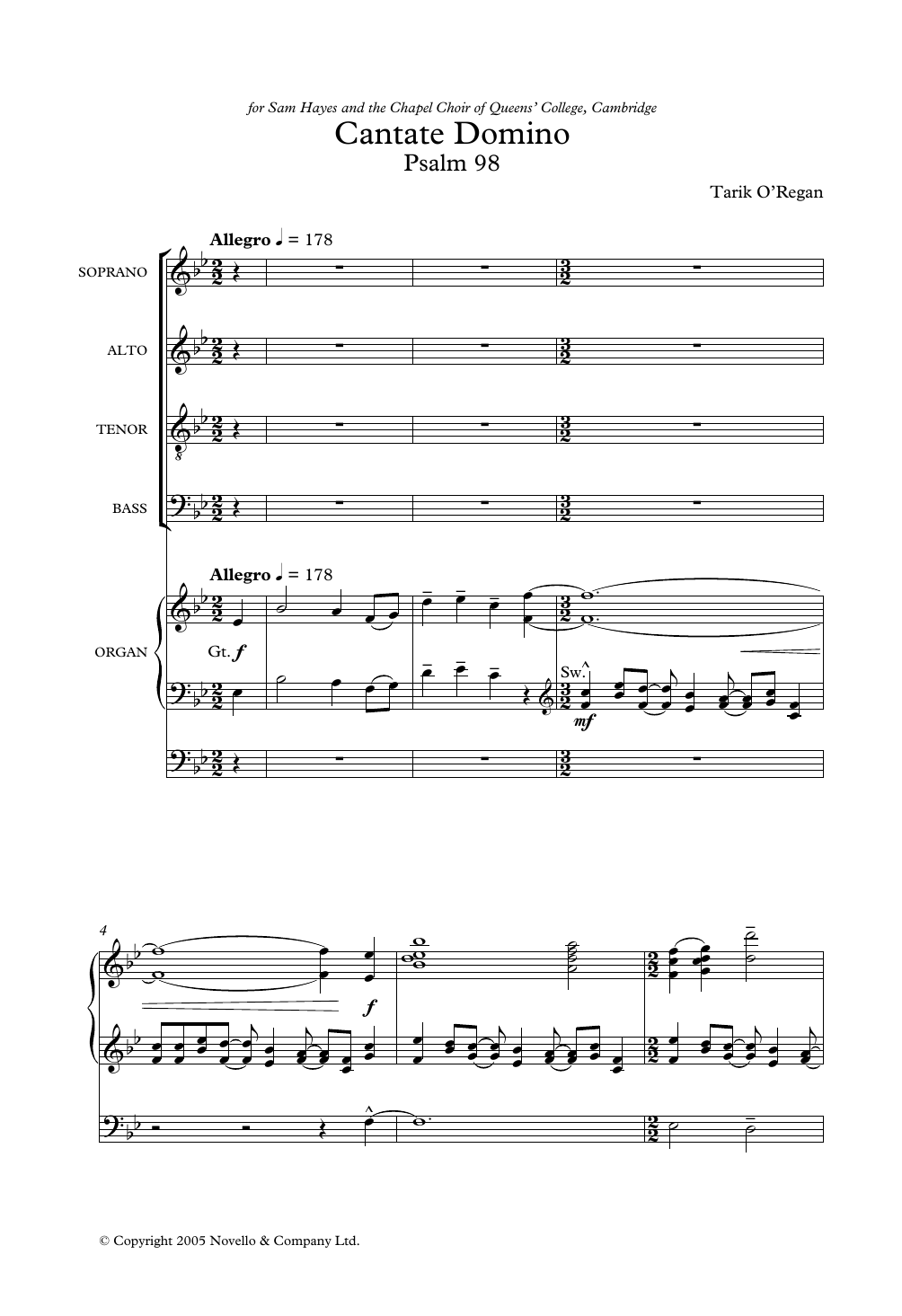 Tarik O'Regan Cantate Domino Sheet Music Notes & Chords for SATB Choir - Download or Print PDF