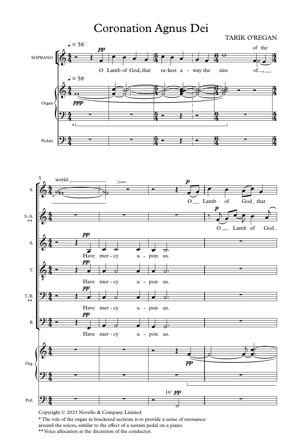 Tarik O'Regan Coronation Agnus Dei Sheet Music Notes & Chords for SATB Choir - Download or Print PDF