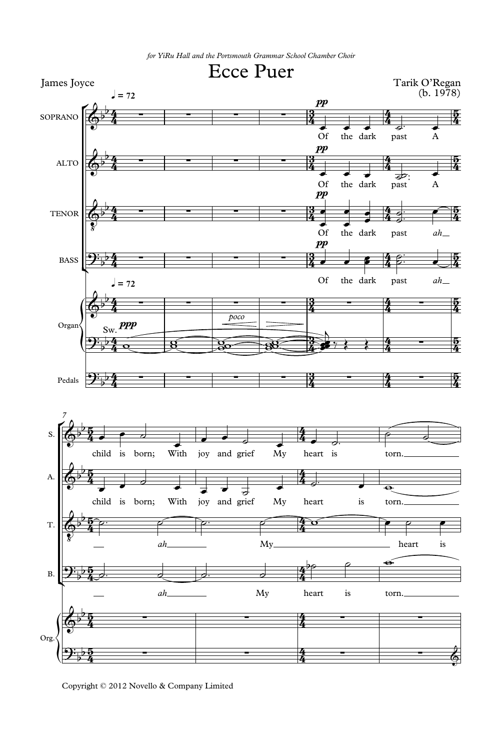 Tarik O'Regan Ecce Puer Sheet Music Notes & Chords for SATB Choir - Download or Print PDF