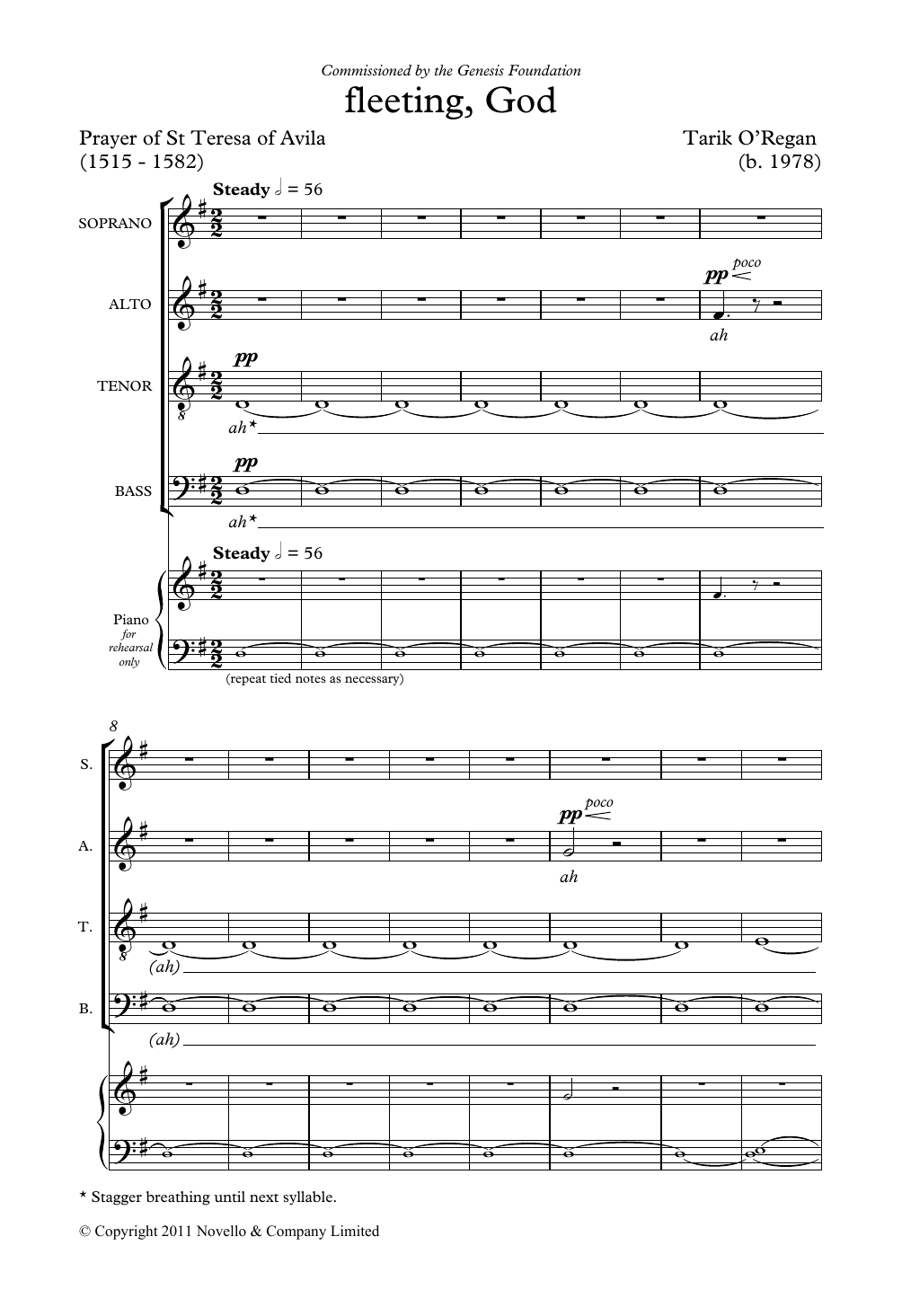 Tarik O'Regan Fleeting, God Sheet Music Notes & Chords for SATB Choir - Download or Print PDF