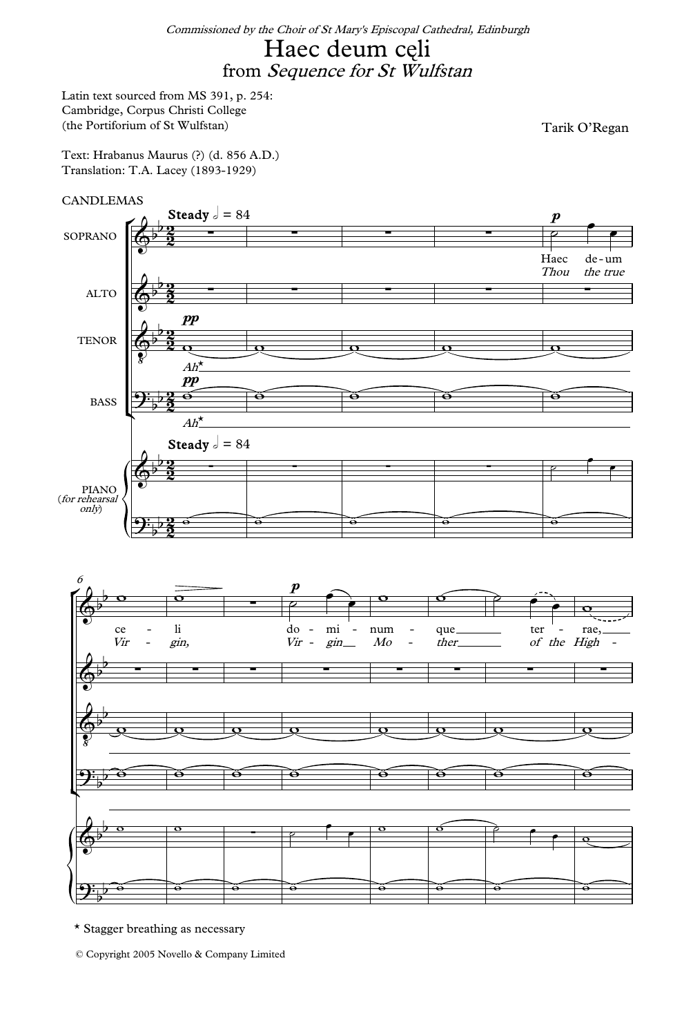 Tarik O'Regan Haec Deum Celi (From Sequence for St Wulfstan) Sheet Music Notes & Chords for SATB Choir - Download or Print PDF
