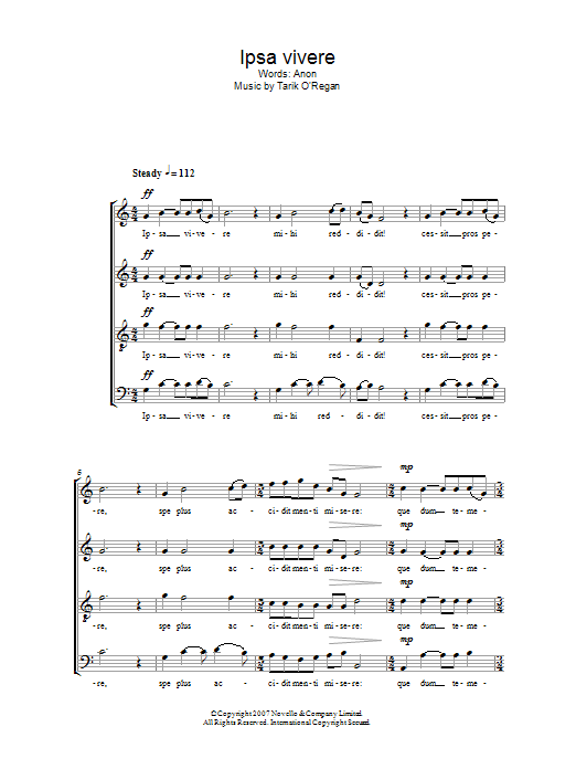 Tarik O'Regan Ipsa vivere Sheet Music Notes & Chords for Choir - Download or Print PDF