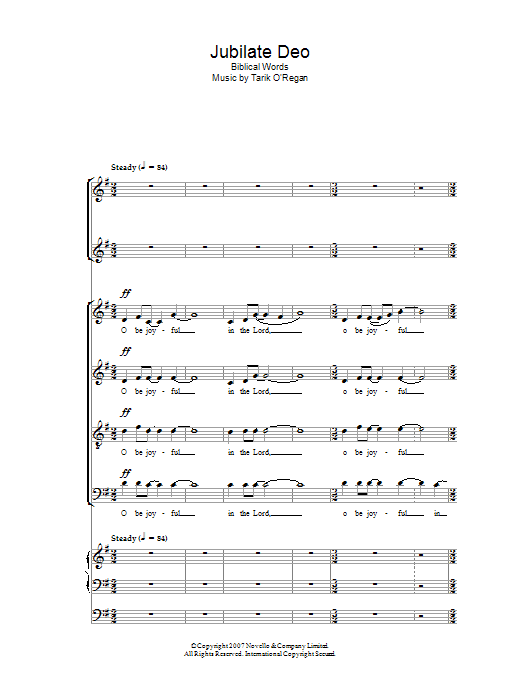 Tarik O'Regan Jubilate Deo Sheet Music Notes & Chords for Choir - Download or Print PDF