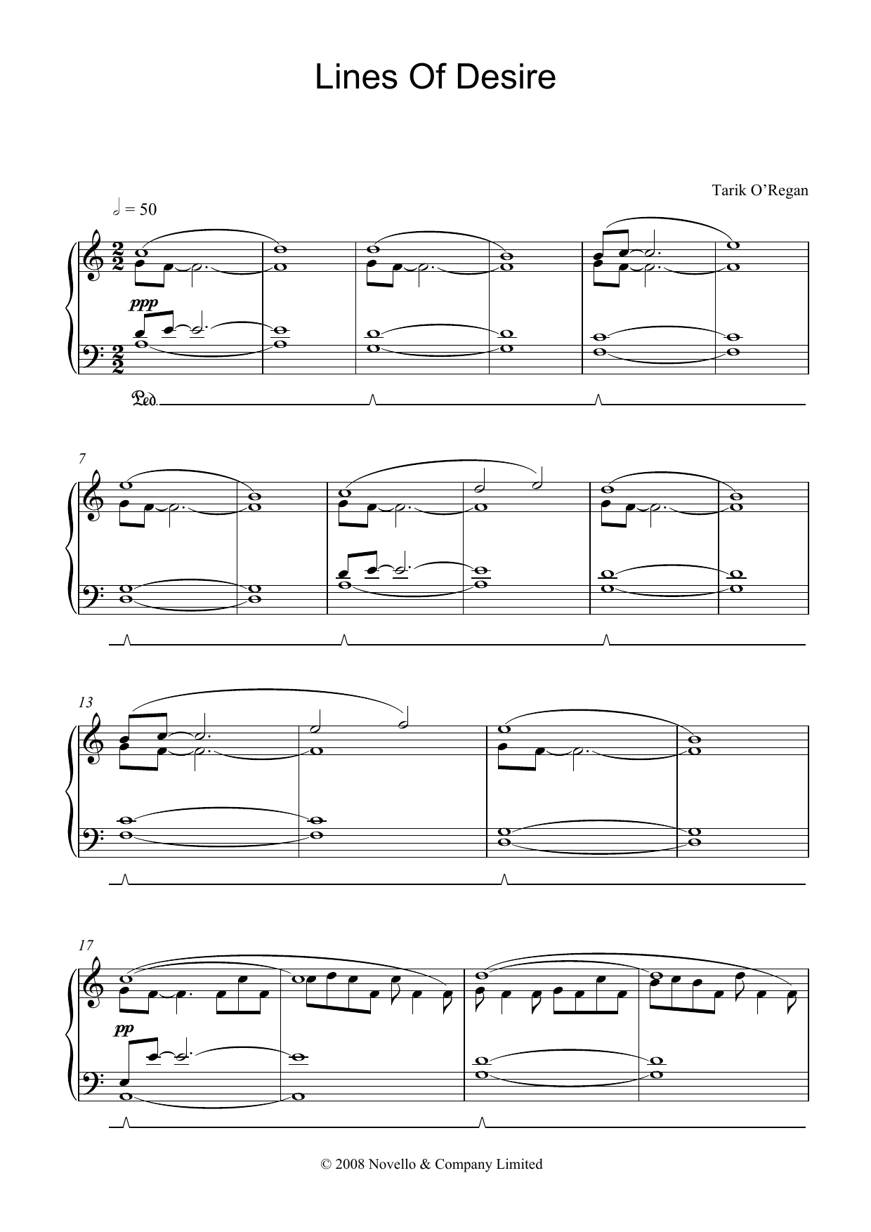 Tarik O'Regan Lines Of Desire Sheet Music Notes & Chords for Piano - Download or Print PDF