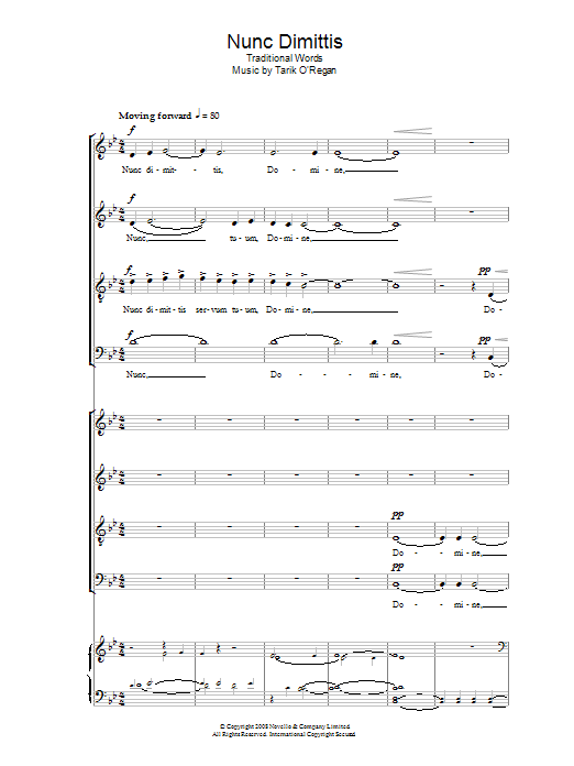Tarik O'Regan Nunc Dimittis Sheet Music Notes & Chords for Choir - Download or Print PDF