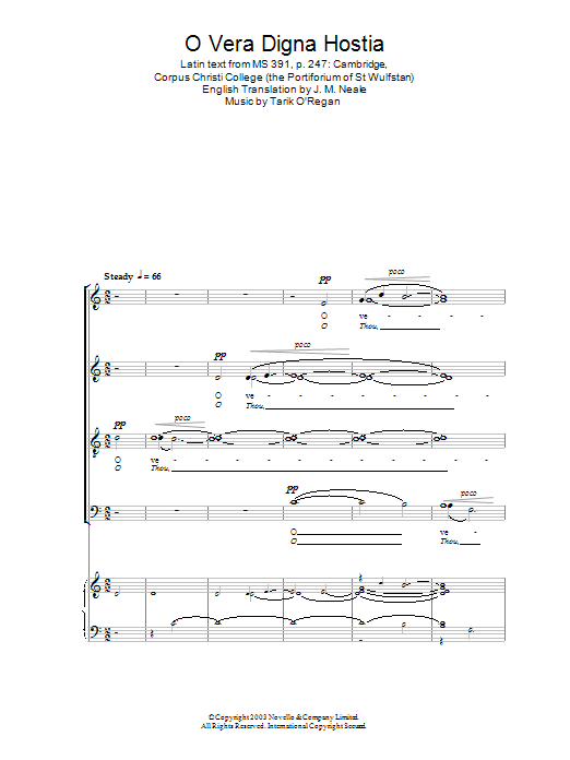 Tarik O'Regan O Vera Digna Hostia Sheet Music Notes & Chords for Choir - Download or Print PDF