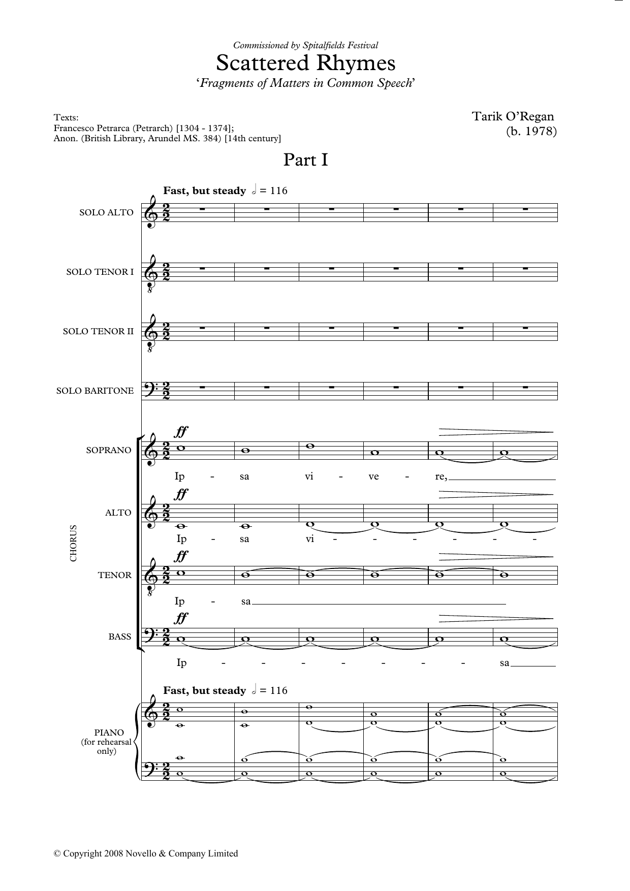 T. O'Regan Scattered Rhymes Sheet Music Notes & Chords for SATB Choir - Download or Print PDF