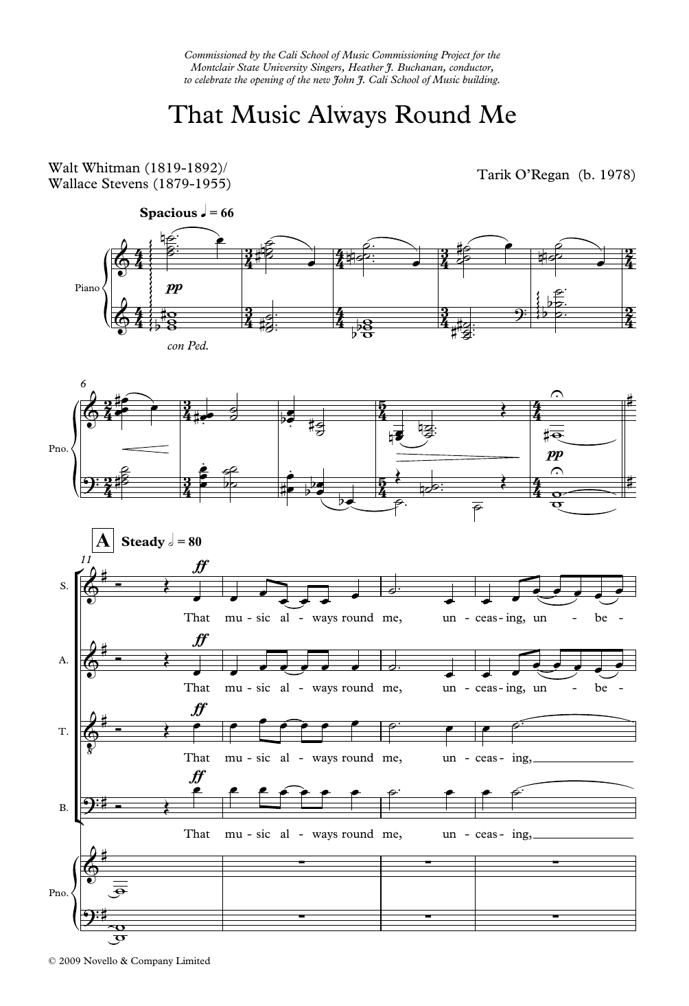 Tarik O'Regan That Music Always Round Me Sheet Music Notes & Chords for SATB Choir - Download or Print PDF