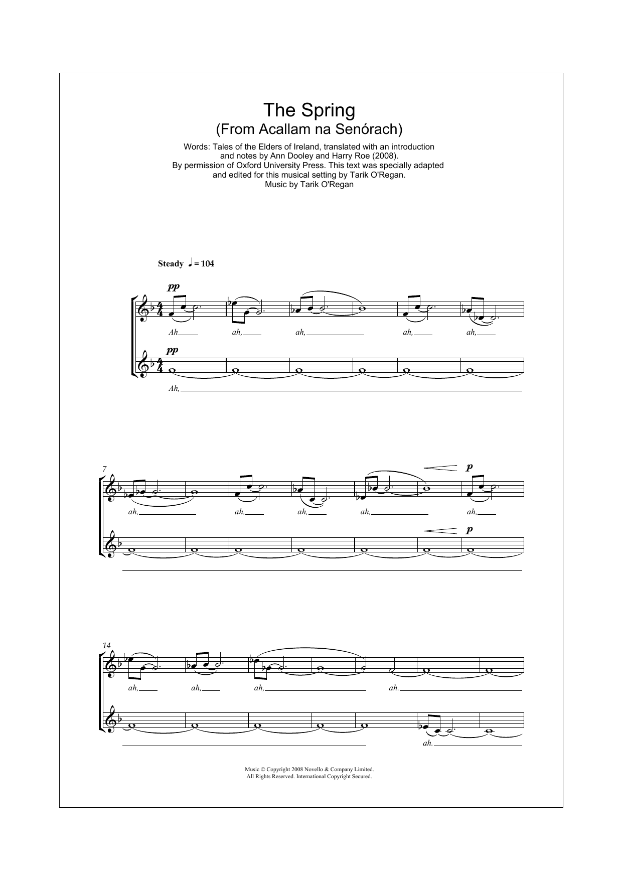 Tarik O'Regan The Spring (From Acallam na Senorach) Sheet Music Notes & Chords for SATB Choir - Download or Print PDF