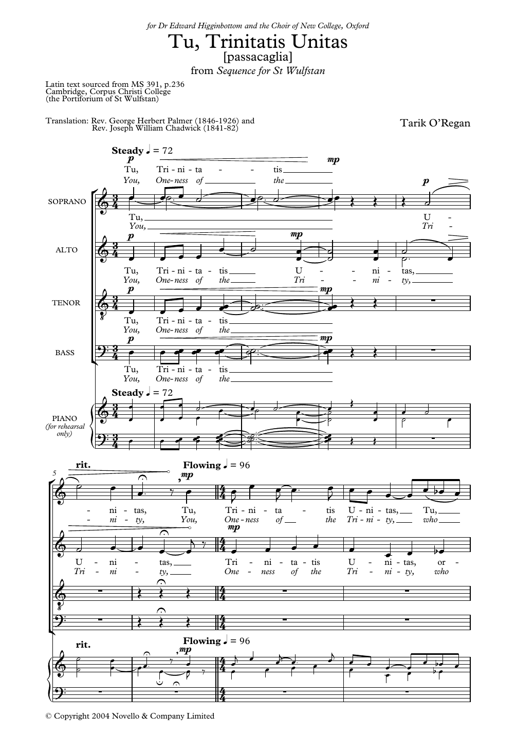 Tarik O'Regan Tu Trinitatis Unitas (From Sequence For St Wulfstan) Sheet Music Notes & Chords for Choir - Download or Print PDF