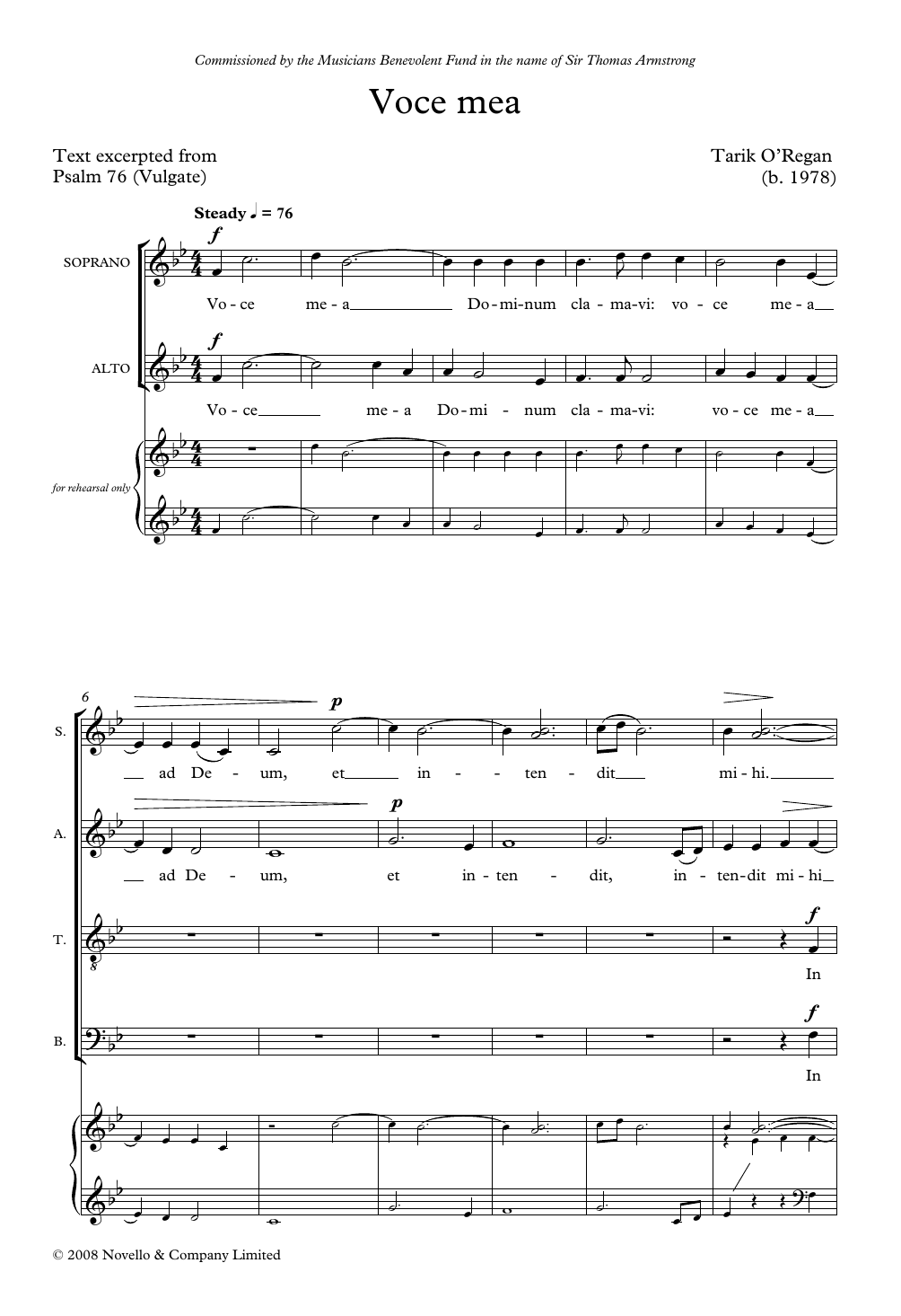 Tarik O'Regan Voce Mea Sheet Music Notes & Chords for SATB Choir - Download or Print PDF