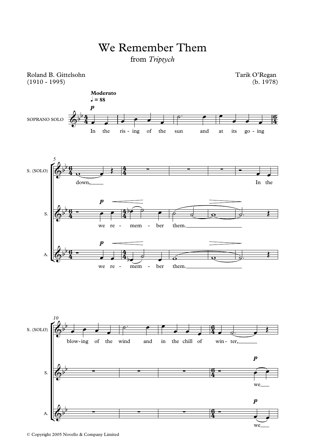 Tarik O'Regan We Remember Them Sheet Music Notes & Chords for 2-Part Choir - Download or Print PDF