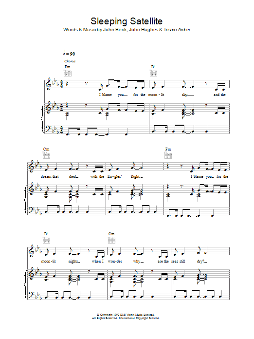 Tasmin Archer Sleeping Satellite Sheet Music Notes & Chords for Lyrics & Chords - Download or Print PDF