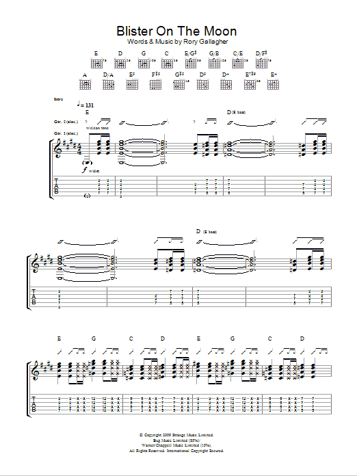 Taste Blister On The Moon Sheet Music Notes & Chords for Guitar Tab - Download or Print PDF