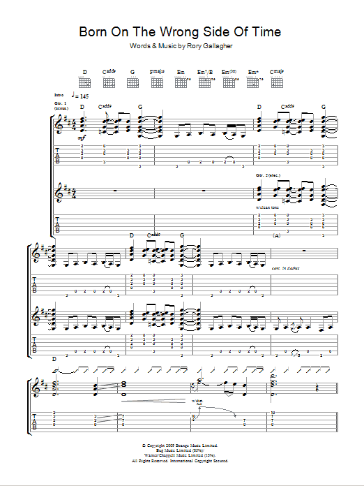 Taste Born On The Wrong Side Of Time Sheet Music Notes & Chords for Guitar Tab - Download or Print PDF