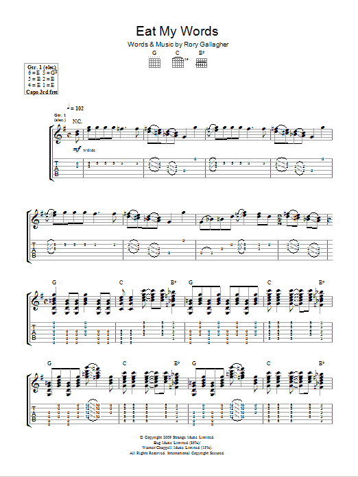 Taste Eat My Words Sheet Music Notes & Chords for Guitar Tab - Download or Print PDF