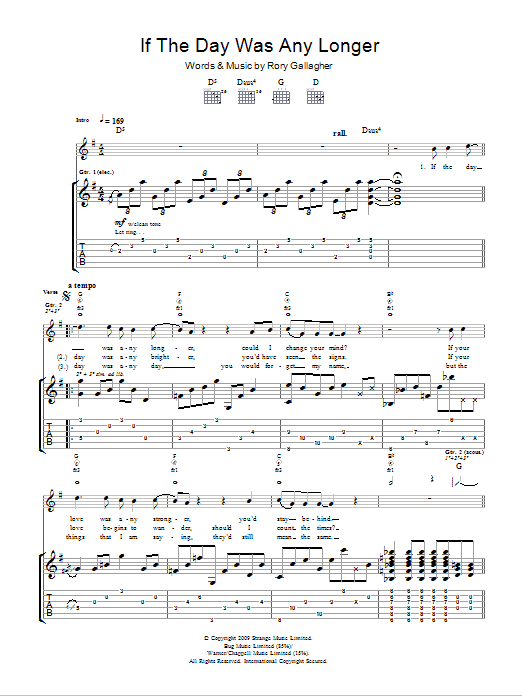 Taste If The Day Was Any Longer Sheet Music Notes & Chords for Guitar Tab - Download or Print PDF